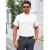 image:imageMens Mock Turtleneck T Shirts Short Sleeve Cotton Basic Undershirt Relaxed Fit Lightweight Solid Pullover TopsWhite