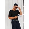 image:imageRuncati Mens Casual T Shirt Stretch Short Sleeve Knit Slim Fit Crew Neck Pullover Sweater Solid Basic TopsBlack