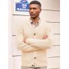 image:imageRuncati Mens Shawl Collar Cardigan Sweater Cable Knit Button Down Winter Chunky Sweaters with PocketsBeige