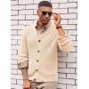 image:imageRuncati Mens Shawl Collar Cardigan Sweater Cable Knit Button Down Winter Chunky Sweaters with PocketsBeige