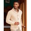 image:imageRuncati Mens Shawl Collar Cardigan Sweater Cable Knit Button Down Winter Chunky Sweaters with PocketsBeige