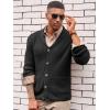 image:imageRuncati Mens Shawl Collar Cardigan Sweater Cable Knit Button Down Winter Chunky Sweaters with PocketsBlack
