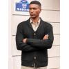 image:imageRuncati Mens Shawl Collar Cardigan Sweater Cable Knit Button Down Winter Chunky Sweaters with PocketsBlack
