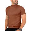image:imageMens Casual Slim Fit Basic Tops Short Sleeve Shirt Turtleneck T Shirts Rib Knitted Stretch Pullover Sweater01 Brown