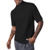 image:imageMens Mock Turtleneck T Shirts Short Sleeve Cotton Basic Undershirt Relaxed Fit Lightweight Solid Pullover TopsBlack