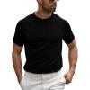 image:imageRuncati Mens Casual T Shirt Stretch Short Sleeve Knit Slim Fit Crew Neck Pullover Sweater Solid Basic TopsBlack