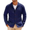 image:imageRuncati Mens Shawl Collar Cardigan Sweater Cable Knit Button Down Winter Chunky Sweaters with PocketsNavy
