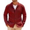 image:imageRuncati Mens Shawl Collar Cardigan Sweater Cable Knit Button Down Winter Chunky Sweaters with PocketsWine Red