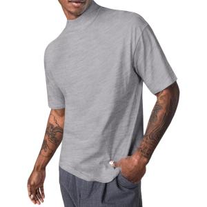 image:imageMens Mock Turtleneck T Shirts Short Sleeve Cotton Basic Undershirt Relaxed Fit Lightweight Solid Pullover TopsGray