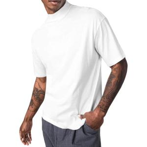 image:imageMens Mock Turtleneck T Shirts Short Sleeve Cotton Basic Undershirt Relaxed Fit Lightweight Solid Pullover TopsWhite