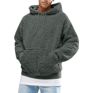 image:imageRuncati Mens Fuzzy Sherpa Pullover Hoodie Sweatshirts Long Sleeve Sport Front Pocket Military Fall Outwear Winter Hooded01 Dark Green