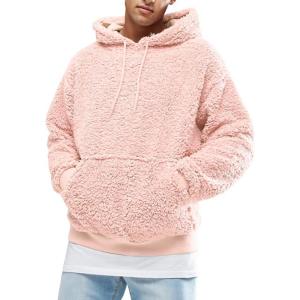 image:imageRuncati Mens Fuzzy Sherpa Pullover Hoodie Sweatshirts Long Sleeve Sport Front Pocket Military Fall Outwear Winter Hooded01 Pink