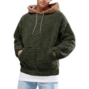 image:imageRuncati Mens Fuzzy Sherpa Pullover Hoodie Sweatshirts Long Sleeve Sport Front Pocket Military Fall Outwear Winter Hooded03 Army Green