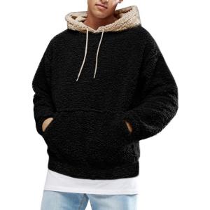 image:imageRuncati Mens Fuzzy Sherpa Pullover Hoodie Sweatshirts Long Sleeve Sport Front Pocket Military Fall Outwear Winter Hooded03 Black
