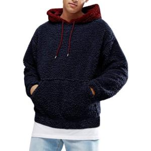 image:imageRuncati Mens Fuzzy Sherpa Pullover Hoodie Sweatshirts Long Sleeve Sport Front Pocket Military Fall Outwear Winter Hooded03 Navy