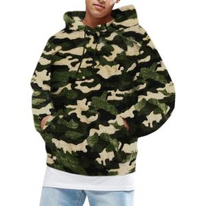 image:imageRuncati Mens Fuzzy Sherpa Pullover Hoodie Sweatshirts Long Sleeve Sport Front Pocket Military Fall Outwear Winter Hooded05 Army Green