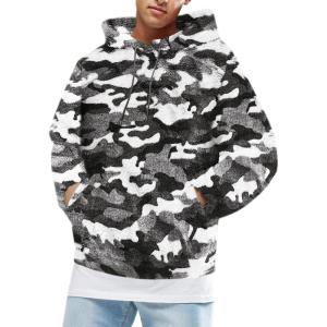 image:imageRuncati Mens Fuzzy Sherpa Pullover Hoodie Sweatshirts Long Sleeve Sport Front Pocket Military Fall Outwear Winter Hooded05 Black
