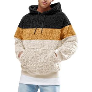 image:imageRuncati Mens Fuzzy Sherpa Pullover Hoodie Sweatshirts Long Sleeve Sport Front Pocket Military Fall Outwear Winter Hooded06 Black