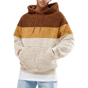 image:imageRuncati Mens Fuzzy Sherpa Pullover Hoodie Sweatshirts Long Sleeve Sport Front Pocket Military Fall Outwear Winter Hooded06 Brown
