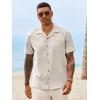 image:imageRuncati Mens Button Down Shirt Short Sleeve Cuban Casual Shirts Summer Beach Vacation Wedding Tops with PocketApricot