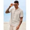 image:imageRuncati Mens Button Down Shirt Short Sleeve Cuban Casual Shirts Summer Beach Vacation Wedding Tops with PocketApricot