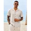 image:imageRuncati Mens Button Down Shirt Short Sleeve Cuban Casual Shirts Summer Beach Vacation Wedding Tops with PocketApricot