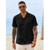 image:imageRuncati Mens Button Down Shirt Short Sleeve Cuban Casual Shirts Summer Beach Vacation Wedding Tops with PocketBlack