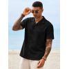 image:imageRuncati Mens Button Down Shirt Short Sleeve Cuban Casual Shirts Summer Beach Vacation Wedding Tops with PocketBlack