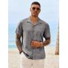 image:imageRuncati Mens Button Down Shirt Short Sleeve Cuban Casual Shirts Summer Beach Vacation Wedding Tops with PocketDark Gray