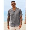 image:imageRuncati Mens Button Down Shirt Short Sleeve Cuban Casual Shirts Summer Beach Vacation Wedding Tops with PocketDark Gray