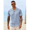 image:imageRuncati Mens Button Down Shirt Short Sleeve Cuban Casual Shirts Summer Beach Vacation Wedding Tops with PocketLight Blue