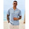 image:imageRuncati Mens Button Down Shirt Short Sleeve Cuban Casual Shirts Summer Beach Vacation Wedding Tops with PocketLight Blue