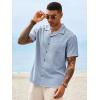 image:imageRuncati Mens Button Down Shirt Short Sleeve Cuban Casual Shirts Summer Beach Vacation Wedding Tops with PocketLight Blue