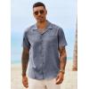 image:imageRuncati Mens Button Down Shirt Short Sleeve Cuban Casual Shirts Summer Beach Vacation Wedding Tops with PocketNavy