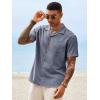 image:imageRuncati Mens Button Down Shirt Short Sleeve Cuban Casual Shirts Summer Beach Vacation Wedding Tops with PocketNavy