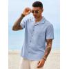 image:imageRuncati Mens Button Down Shirt Short Sleeve Cuban Casual Shirts Summer Beach Vacation Wedding Tops with PocketSky Blue