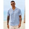 image:imageRuncati Mens Button Down Shirt Short Sleeve Cuban Casual Shirts Summer Beach Vacation Wedding Tops with PocketSky Blue