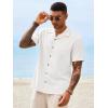 image:imageRuncati Mens Button Down Shirt Short Sleeve Cuban Casual Shirts Summer Beach Vacation Wedding Tops with PocketWhite