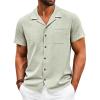 image:imageRuncati Mens Button Down Shirt Short Sleeve Cuban Casual Shirts Summer Beach Vacation Wedding Tops with PocketMint