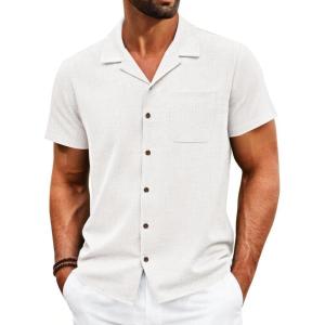 image:imageRuncati Mens Button Down Shirt Short Sleeve Cuban Casual Shirts Summer Beach Vacation Wedding Tops with PocketWhite
