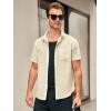 image:imageRuncati Mens Linen Button Down Shirts Casual Short Sleeve Shirt Summer Beach Wedding Tops with PocketBeige