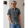 image:imageRuncati Mens Linen Button Down Shirts Casual Short Sleeve Shirt Summer Beach Wedding Tops with PocketBlack
