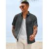 image:imageRuncati Mens Linen Button Down Shirts Casual Short Sleeve Shirt Summer Beach Wedding Tops with PocketBlack