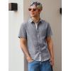 image:imageRuncati Mens Linen Button Down Shirts Casual Short Sleeve Shirt Summer Beach Wedding Tops with PocketGrey
