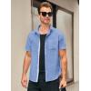 image:imageRuncati Mens Linen Button Down Shirts Casual Short Sleeve Shirt Summer Beach Wedding Tops with PocketJean Blue