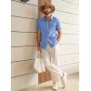 image:imageRuncati Mens Linen Button Down Shirts Casual Short Sleeve Shirt Summer Beach Wedding Tops with PocketJean Blue