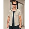 image:imageRuncati Mens Linen Button Down Shirts Casual Short Sleeve Shirt Summer Beach Wedding Tops with PocketKhaki