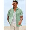 image:imageRuncati Mens Linen Button Down Shirts Casual Short Sleeve Shirt Summer Beach Wedding Tops with PocketOlive Green