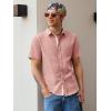 image:imageRuncati Mens Linen Button Down Shirts Casual Short Sleeve Shirt Summer Beach Wedding Tops with PocketPink
