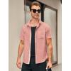 image:imageRuncati Mens Linen Button Down Shirts Casual Short Sleeve Shirt Summer Beach Wedding Tops with PocketPink